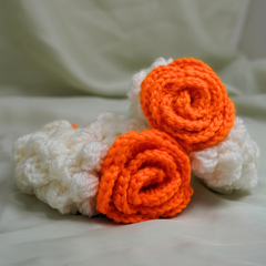 Citrus Bloom: Handcrafted Crochet Flower Gajra Set